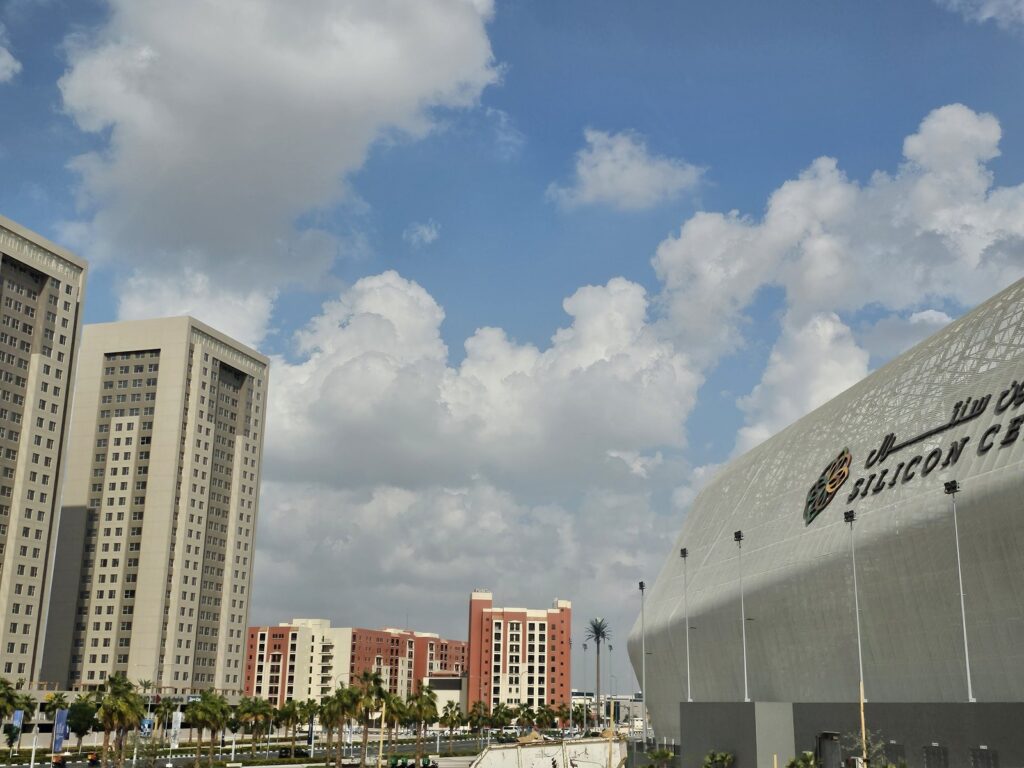Residential towers and the Silicon Central mall in Dubai Silicon Oasis